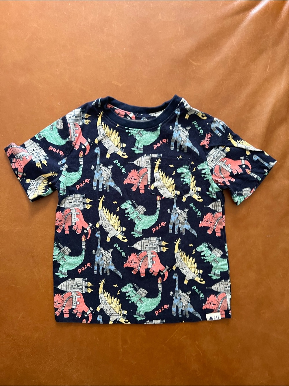 GAP Navy Space Dinos Organic Cotton Tee, 4T
